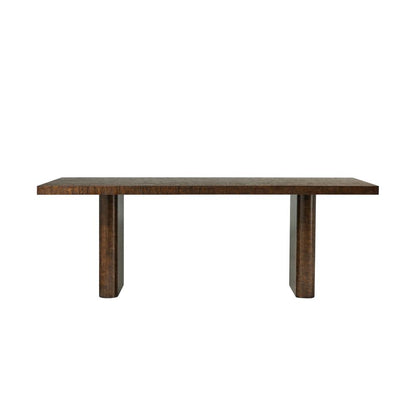 Tamo Ash Burl Veneer Double Pedestal Rectangle Extension Dining Table Brown Finish 92 to 128 inch