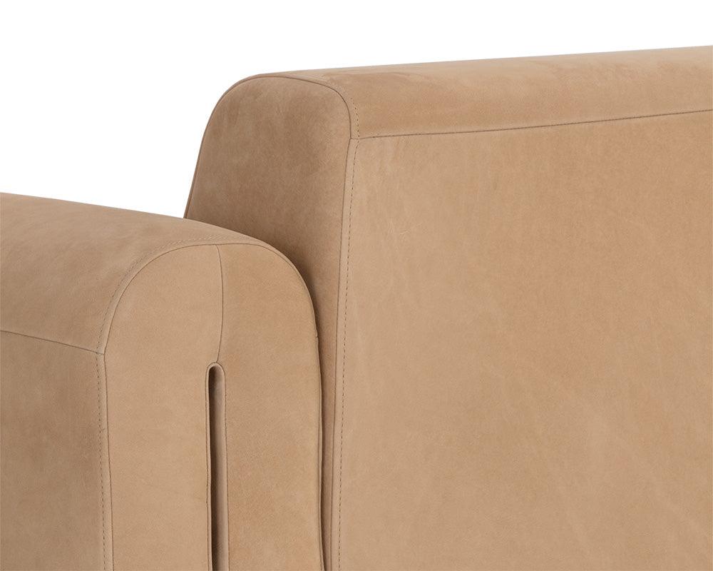 Tan Nubuck Leather Curved Lounge Chair Armchair