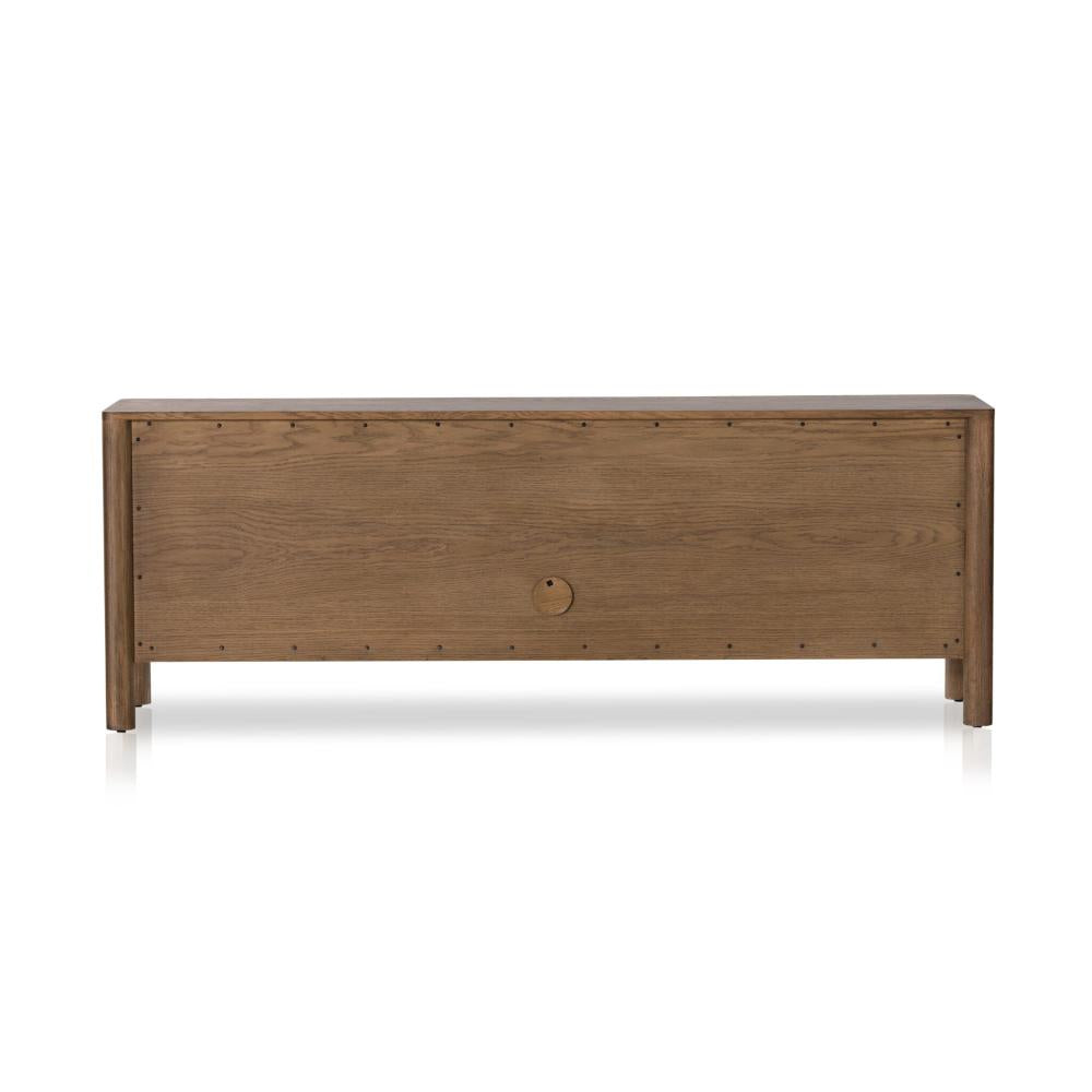 Tan Oak Wood Media Console Storage Cabinet 78 inch