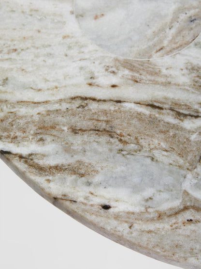 Terra Bianca Marble Three Leg Round Coffee Table 35 inch