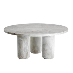 Terra Bianca Marble Three Leg Round Coffee Table 35 inch