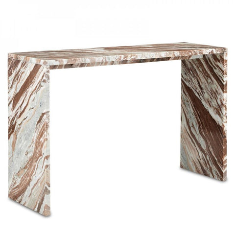 Toronto Brown Marble Waterfall Console Table 52 inch