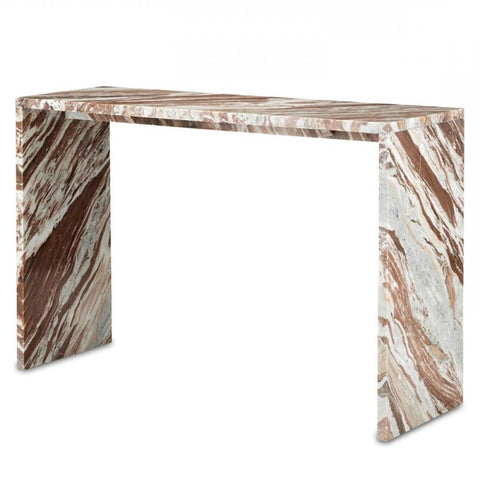 Toronto Brown Marble Waterfall Console Table 52 inch