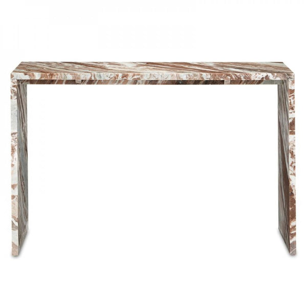 Toronto Brown Marble Waterfall Console Table 52 inch