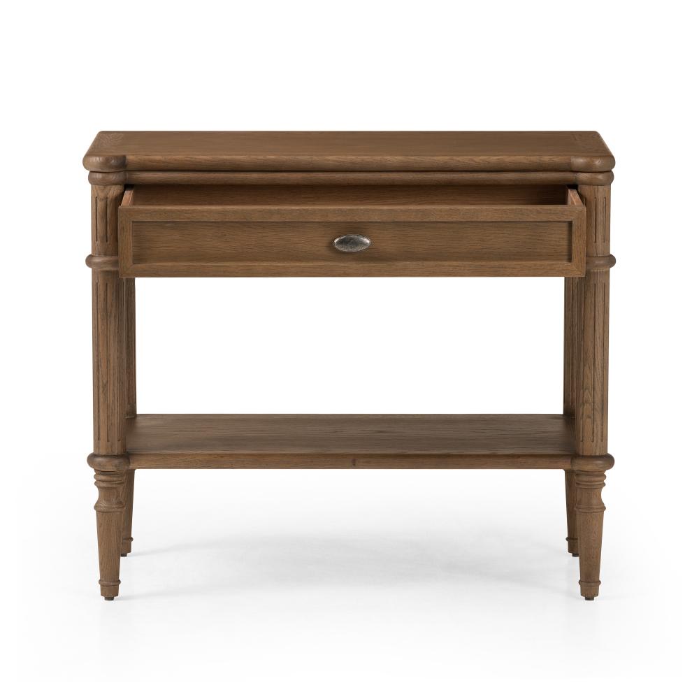 Traditional Brown Oak 1 Drawer Spindle Leg Nightstand 32 inch