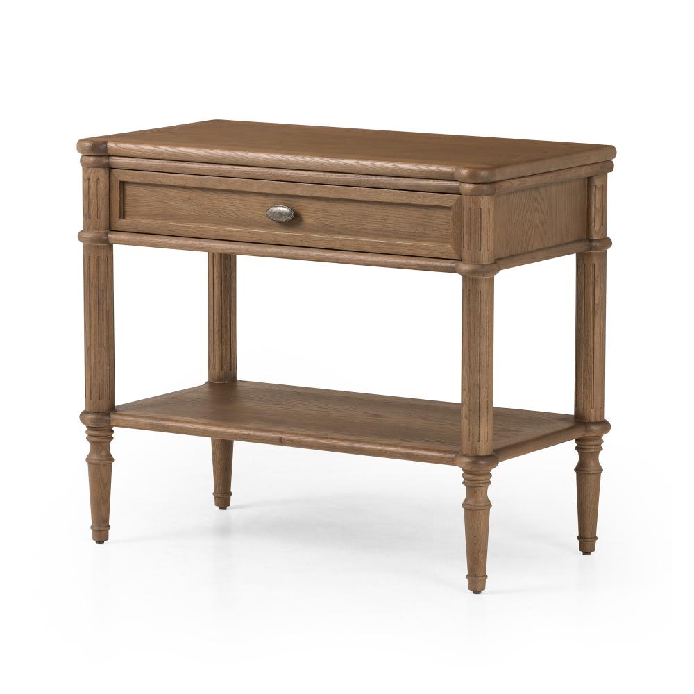 Traditional Brown Oak 1 Drawer Spindle Leg Nightstand 32 inch