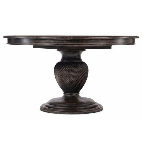 Traditional Brown Round Dining Table Twist Pedestal Extendable 54 inch