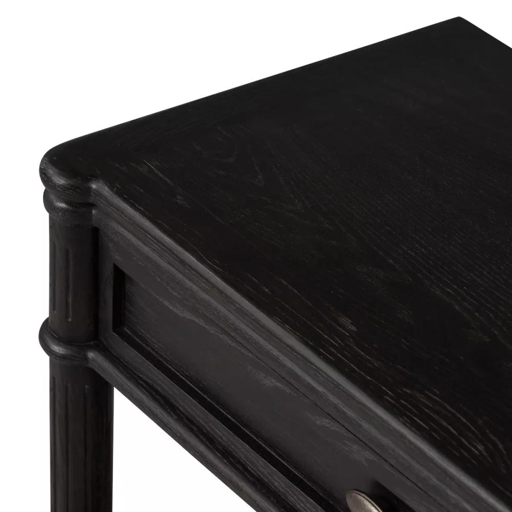 Traditional Distressed Black 1 Drawer Spindle Leg Nightstand 32 inch