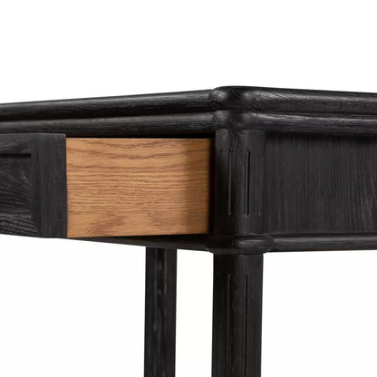 Traditional Distressed Black 1 Drawer Spindle Leg Nightstand 32 inch