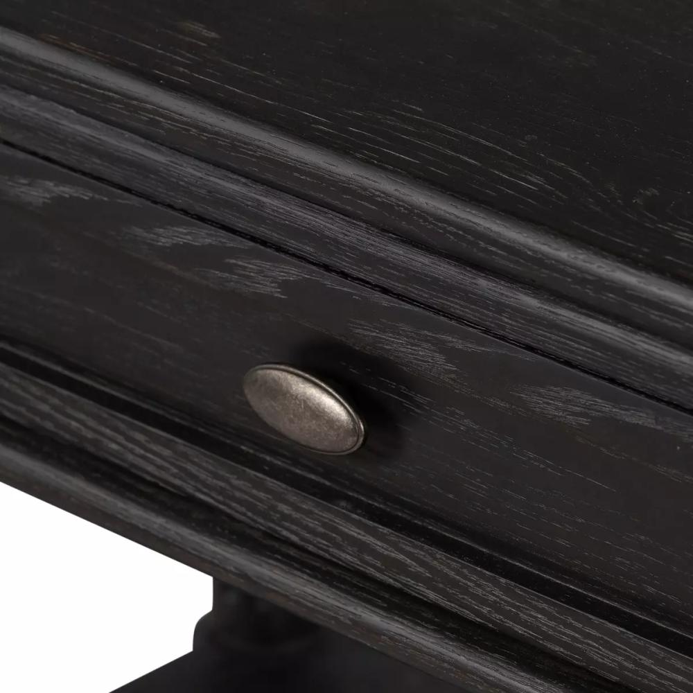 Traditional Distressed Black 1 Drawer Spindle Leg Nightstand 32 inch