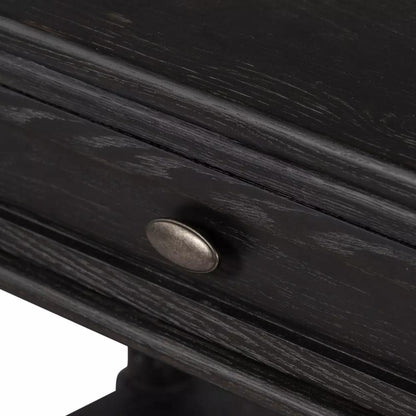 Traditional Distressed Black 1 Drawer Spindle Leg Nightstand 32 inch