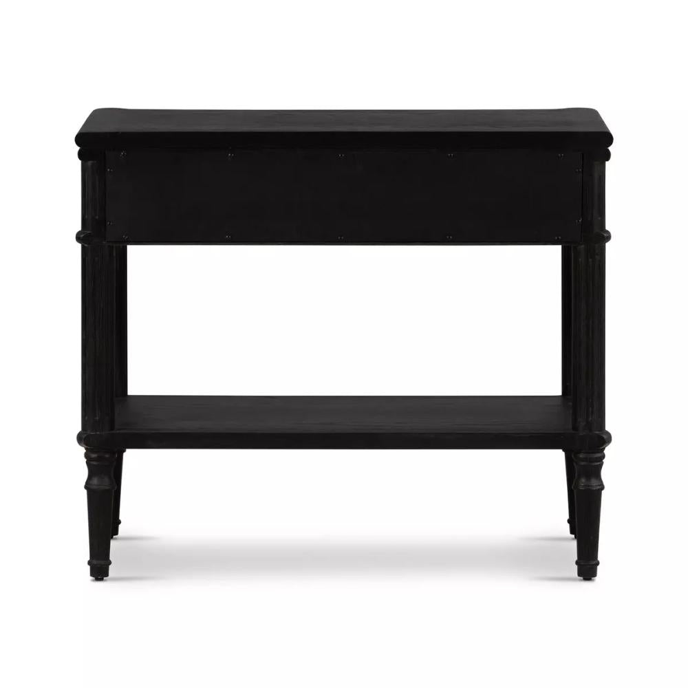 Traditional Distressed Black 1 Drawer Spindle Leg Nightstand 32 inch