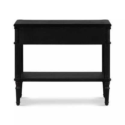 Traditional Distressed Black 1 Drawer Spindle Leg Nightstand 32 inch