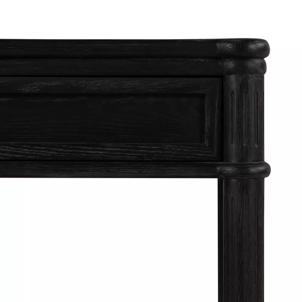 Traditional Distressed Black 1 Drawer Spindle Leg Nightstand 32 inch