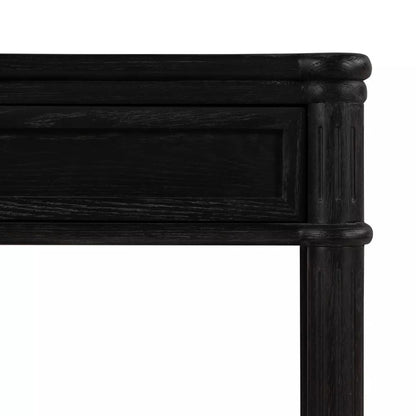 Traditional Distressed Black 1 Drawer Spindle Leg Nightstand 32 inch