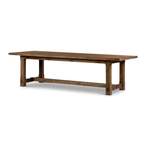 Traditional Farmhouse Aged Pine Solid Wood Rectangle Dining Table 106 inch