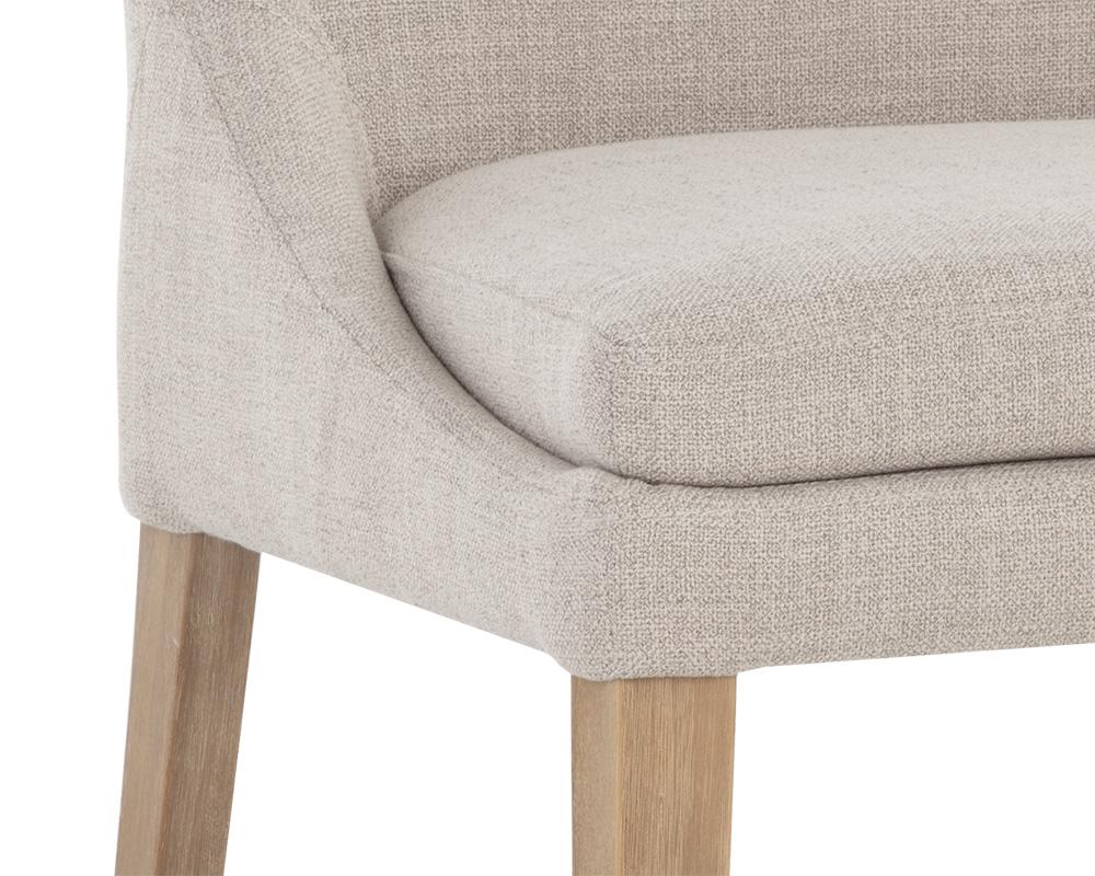 Traditional Neutral Flax Fabric & Solid Wood Dining Chair (Set of 2)