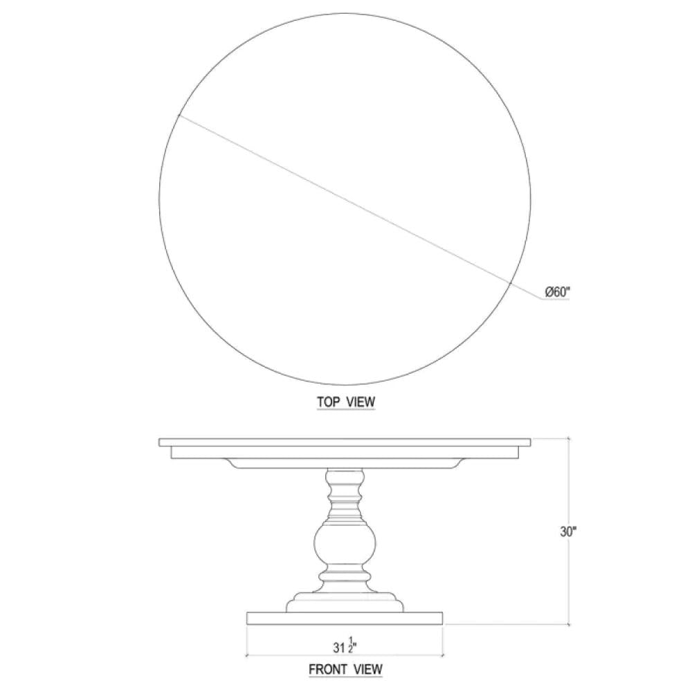 Traditional Round Dining Pedestal Table Solid Mahogany Wood in Brown S ...