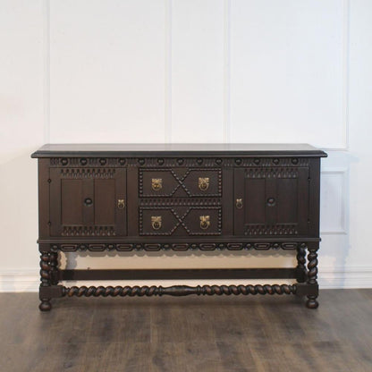 Traditional Spanish Antique Style Carved Wood Buffet Sideboard 72 inch