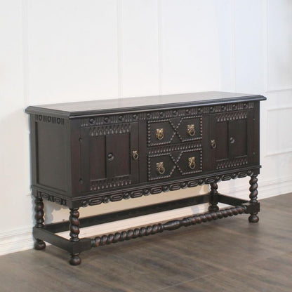 Traditional Spanish Antique Style Carved Wood Buffet Sideboard 72 inch