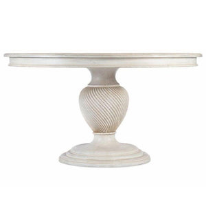Traditional White Round Dining Table Twist Pedestal Extendable 54 inch