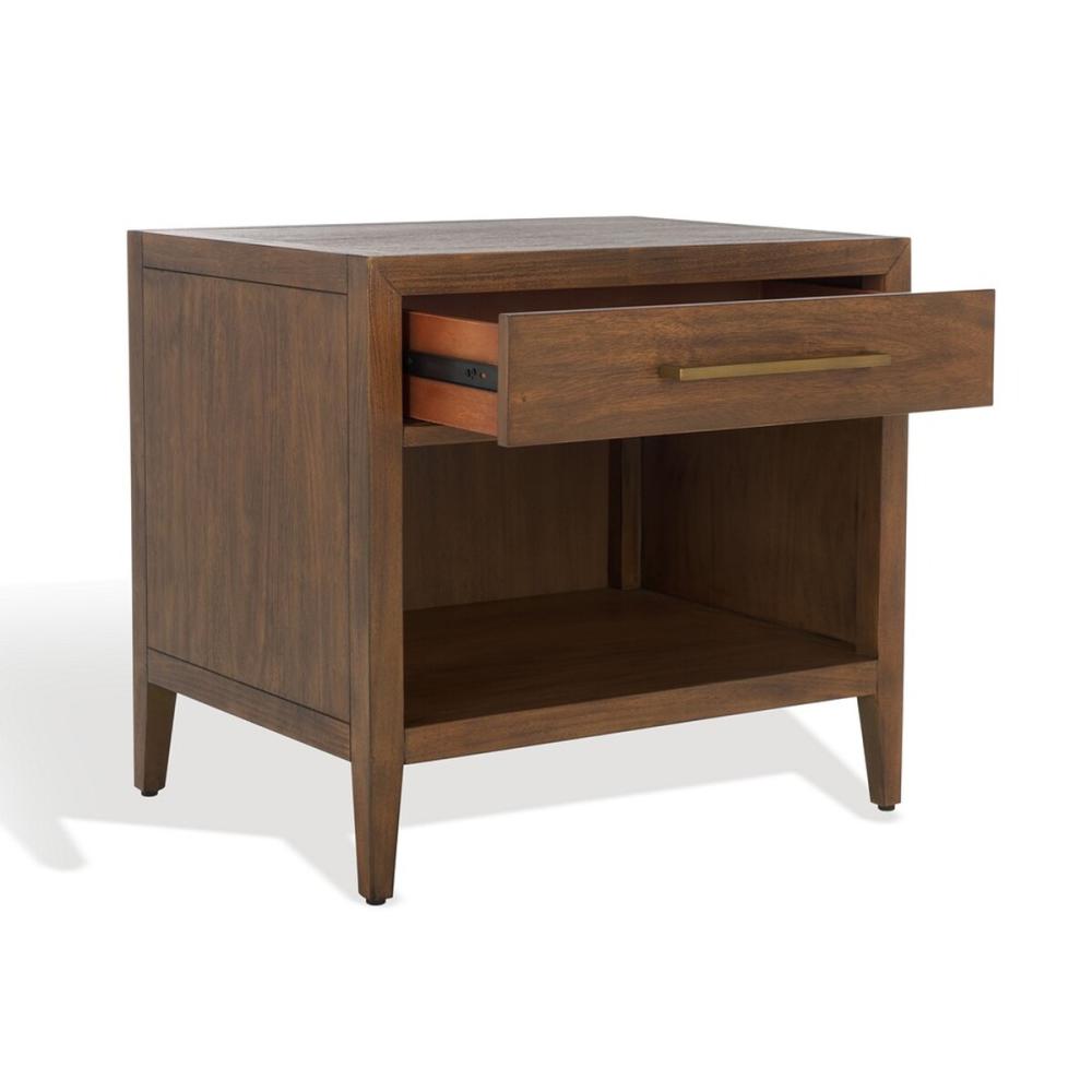 Transitional 1 Drawer Nightstand Brown Mahogany Veneer 26 inch