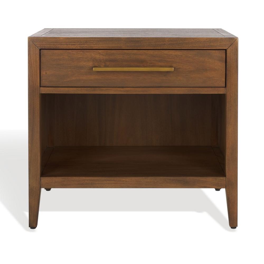 Transitional 1 Drawer Nightstand Brown Mahogany Veneer 26 inch