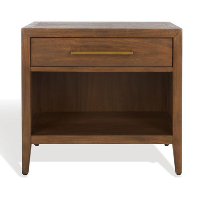 Transitional 1 Drawer Nightstand Brown Mahogany Veneer 26 inch