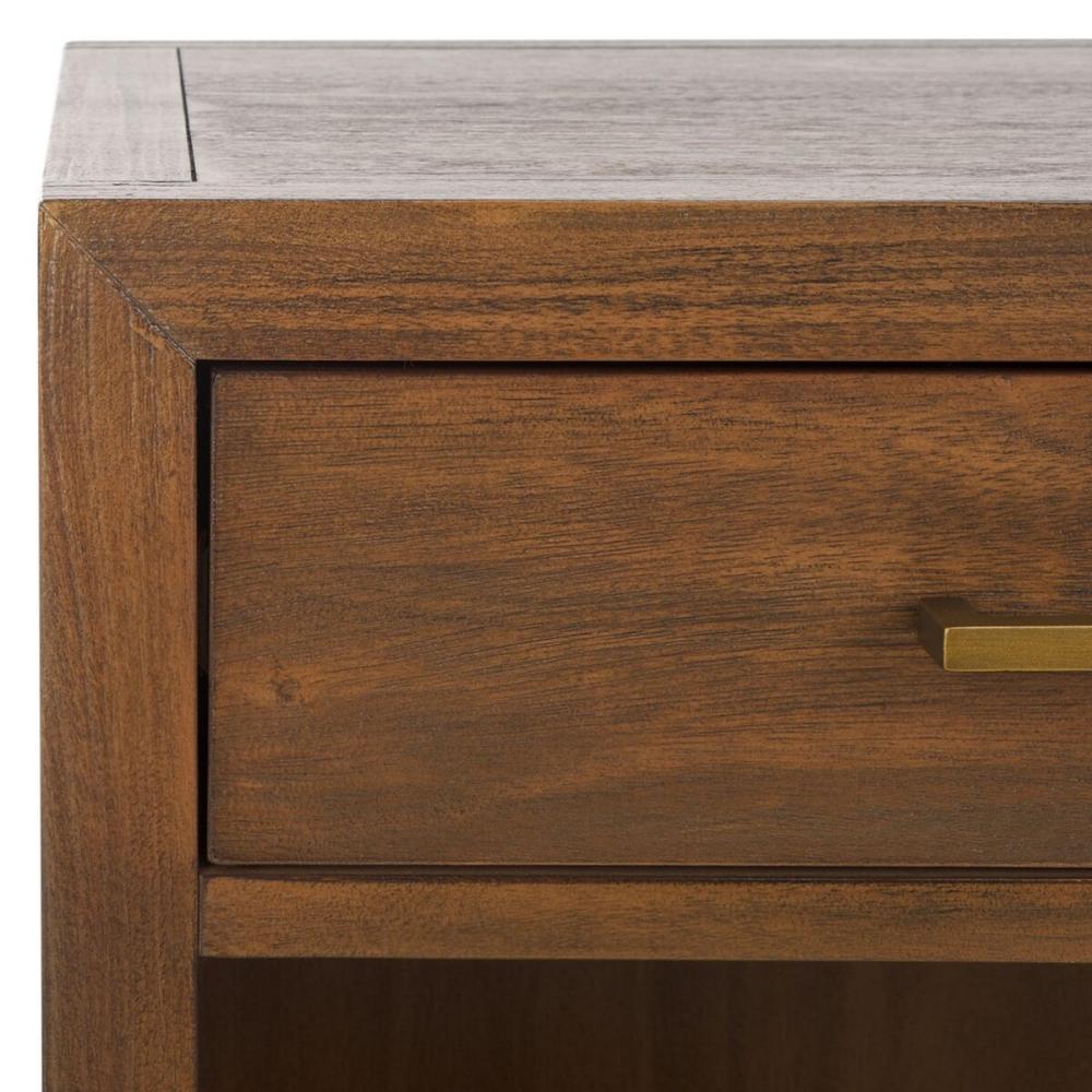 Transitional 1 Drawer Nightstand Brown Mahogany Veneer 26 inch