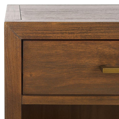 Transitional 1 Drawer Nightstand Brown Mahogany Veneer 26 inch