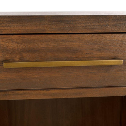 Transitional 1 Drawer Nightstand Brown Mahogany Veneer 26 inch