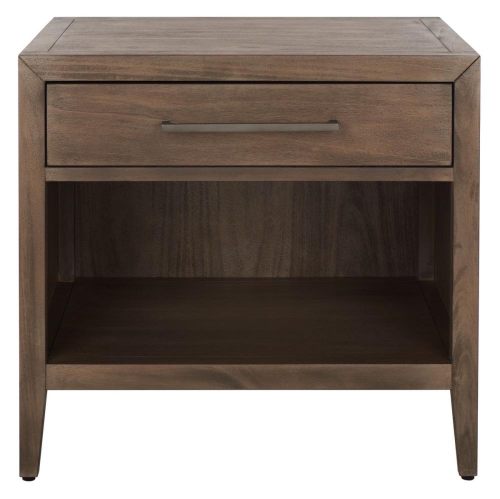 Transitional 1 Drawer Nightstand Light Brown Mahogany Veneer 26 inch