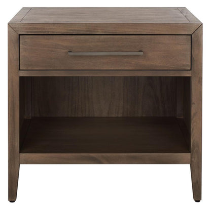 Transitional 1 Drawer Nightstand Light Brown Mahogany Veneer 26 inch