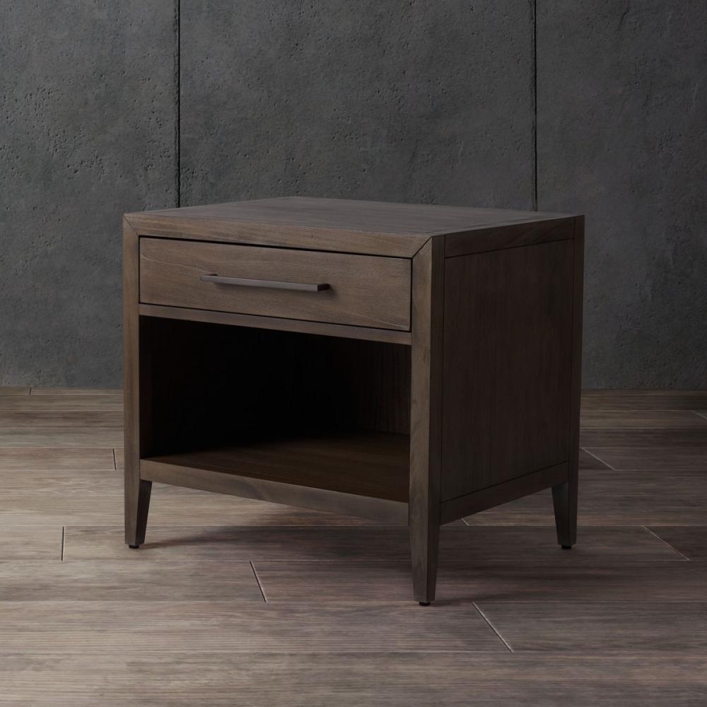 Transitional 1 Drawer Nightstand Light Brown Mahogany Veneer 26 inch