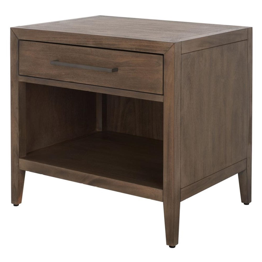 Transitional 1 Drawer Nightstand Light Brown Mahogany Veneer 26 inch
