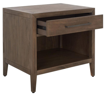 Transitional 1 Drawer Nightstand Light Brown Mahogany Veneer 26 inch