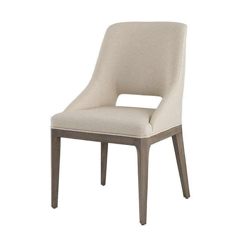 Transitional Neutral Cream Fabric & Solid Light Grey Oak Wood Dining Chair