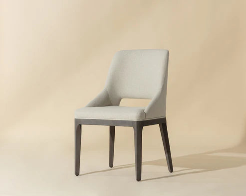 Transitional Neutral Cream Fabric & Solid Light Grey Oak Wood Dining Chair