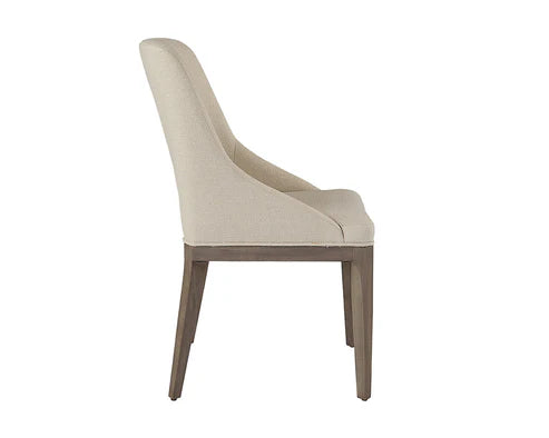 Transitional Neutral Cream Fabric & Solid Light Grey Oak Wood Dining Chair