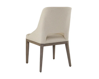 Transitional Neutral Cream Fabric & Solid Light Grey Oak Wood Dining Chair