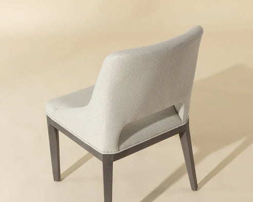 Transitional Neutral Cream Fabric & Solid Light Grey Oak Wood Dining Chair