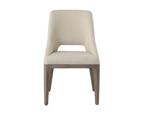 Transitional Neutral Cream Fabric & Solid Light Grey Oak Wood Dining Chair