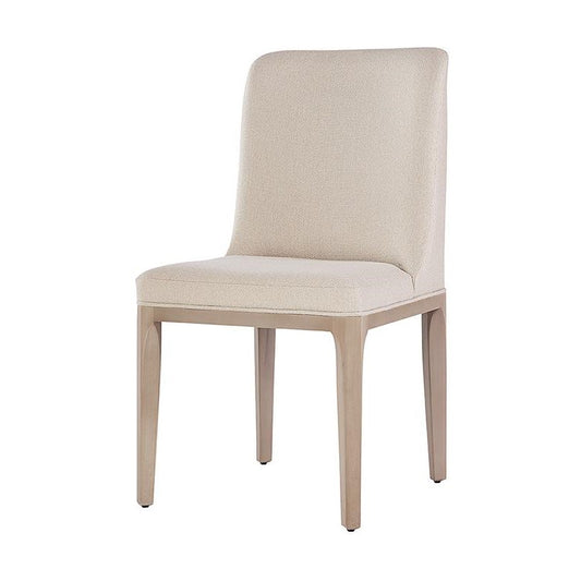 Transitional Neutral Cream Fabric & Solid Light Oak Wood Dining Chair