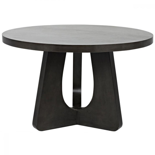 Tripod Base Round Dining Table Mahogany Wood Black Finish 48 inch