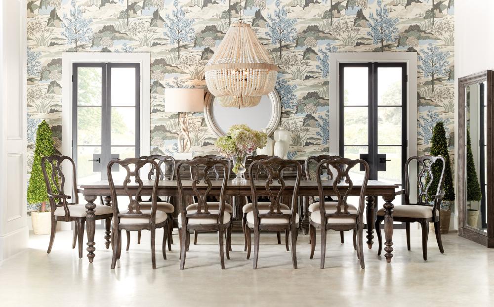 Traditional Turned Leg Rectangle Extension Dining Table 78 to 122 inch