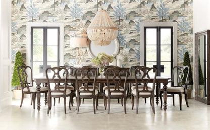 Traditional Turned Leg Rectangle Extension Dining Table 78 to 122 inch