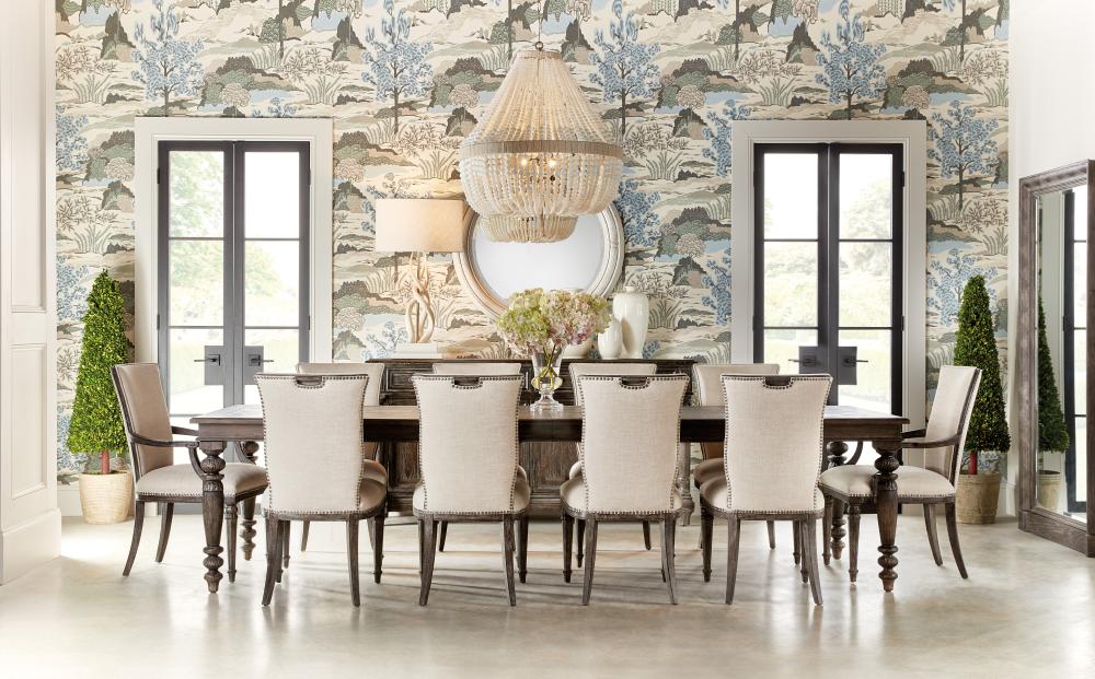 Traditional Turned Leg Rectangle Extension Dining Table 78 to 122 inch