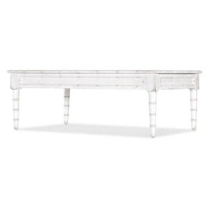 Two Drawer White Rectangle Coffee Table Maple Wood Bamboo Design 50 inch