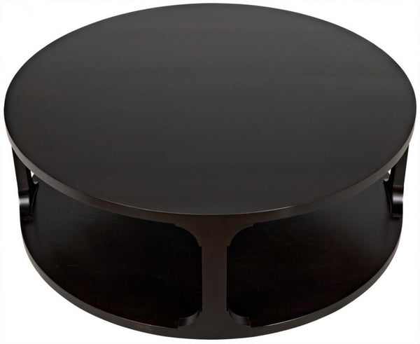 Two Tier Open Base Round Coffee Table Alder Wood Espresso Finish 48 inch