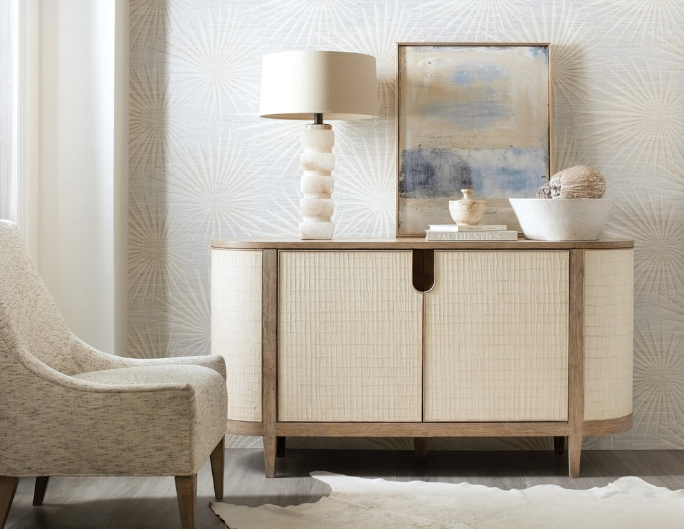Two-Tone Neutral Curved Sideboard Credenza 64 inch – SLATE CUSTOM